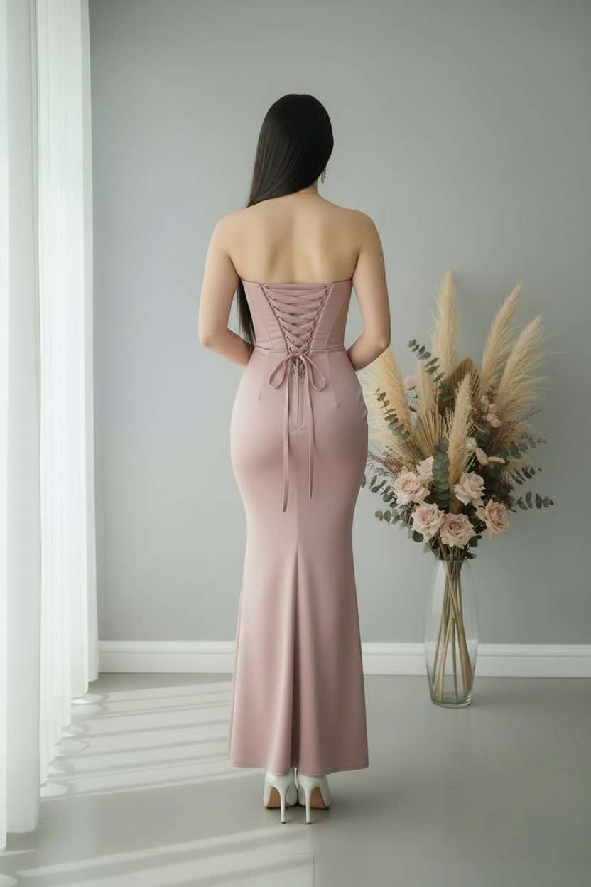Vestido Rosa Palo Corset Sirena cod.V420