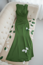 Vestido Verde Esmeralda Sirena Sin Mangas Drapeado Cruzado cod.V0036