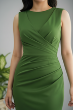 Vestido Verde Esmeralda Sirena Sin Mangas Drapeado Cruzado cod.V0036