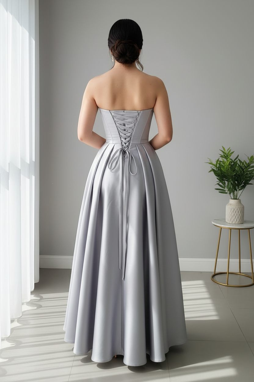 Vestido Gris formal elegante cod.V680