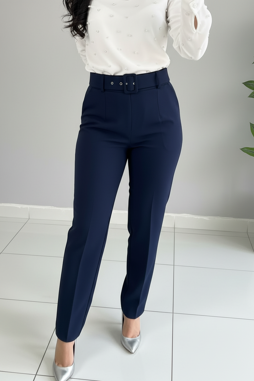 Pantalón Navy Recto Cinturón cod.564