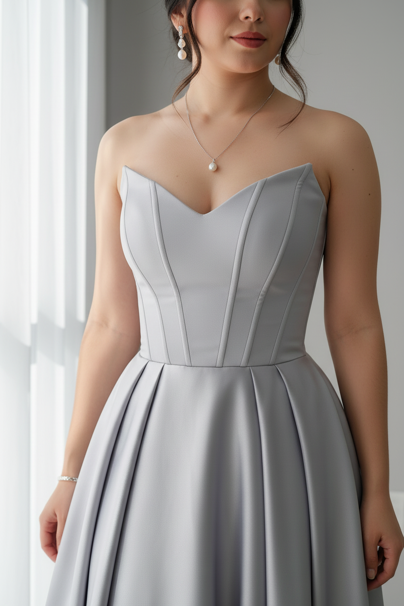 Vestido Gris formal elegante cod.V680