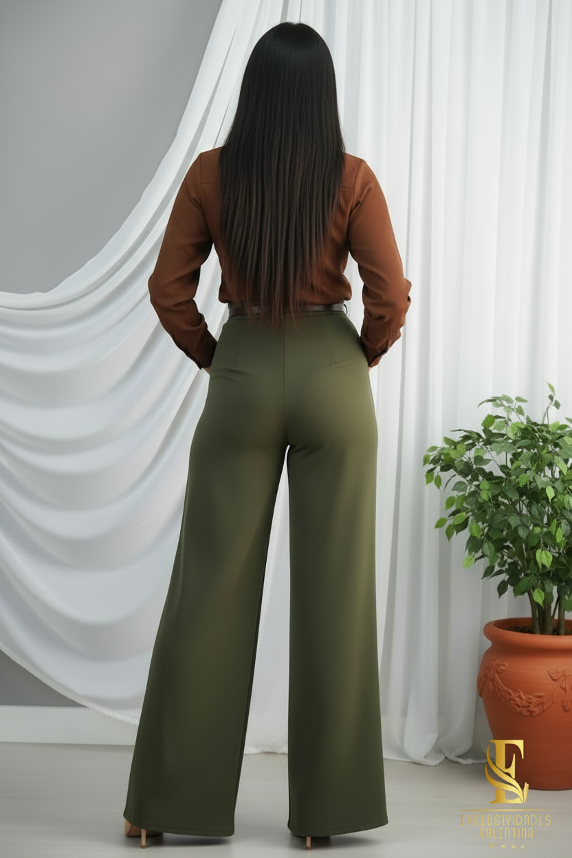 Conjunto con Rosa y  Verde Olivo cod.0055