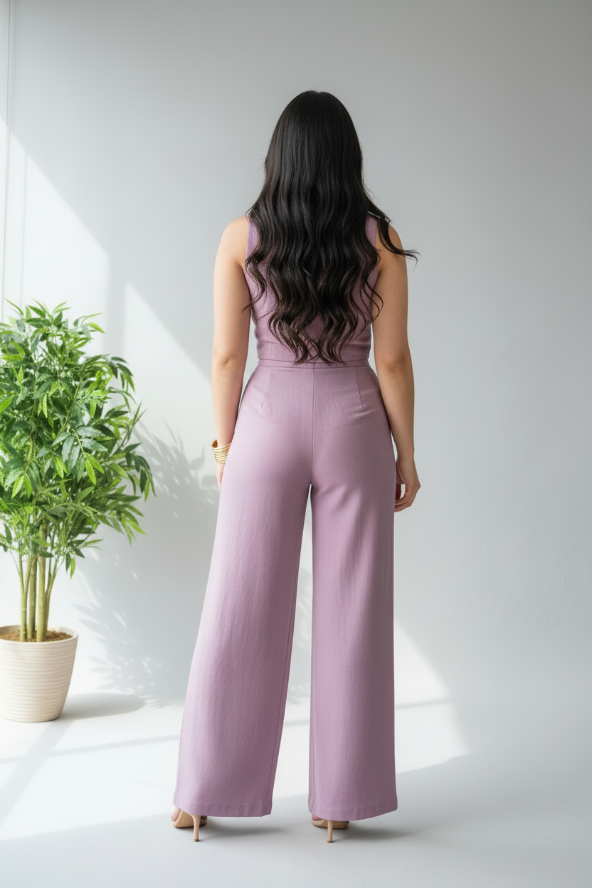 Conjunto Lilac Bow Crop & Palazzo cod.573