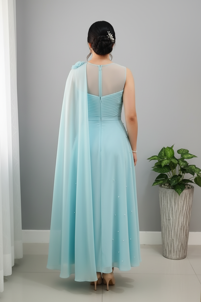Vestido Azul Cielo — Rosas 3D & Capa cod.850