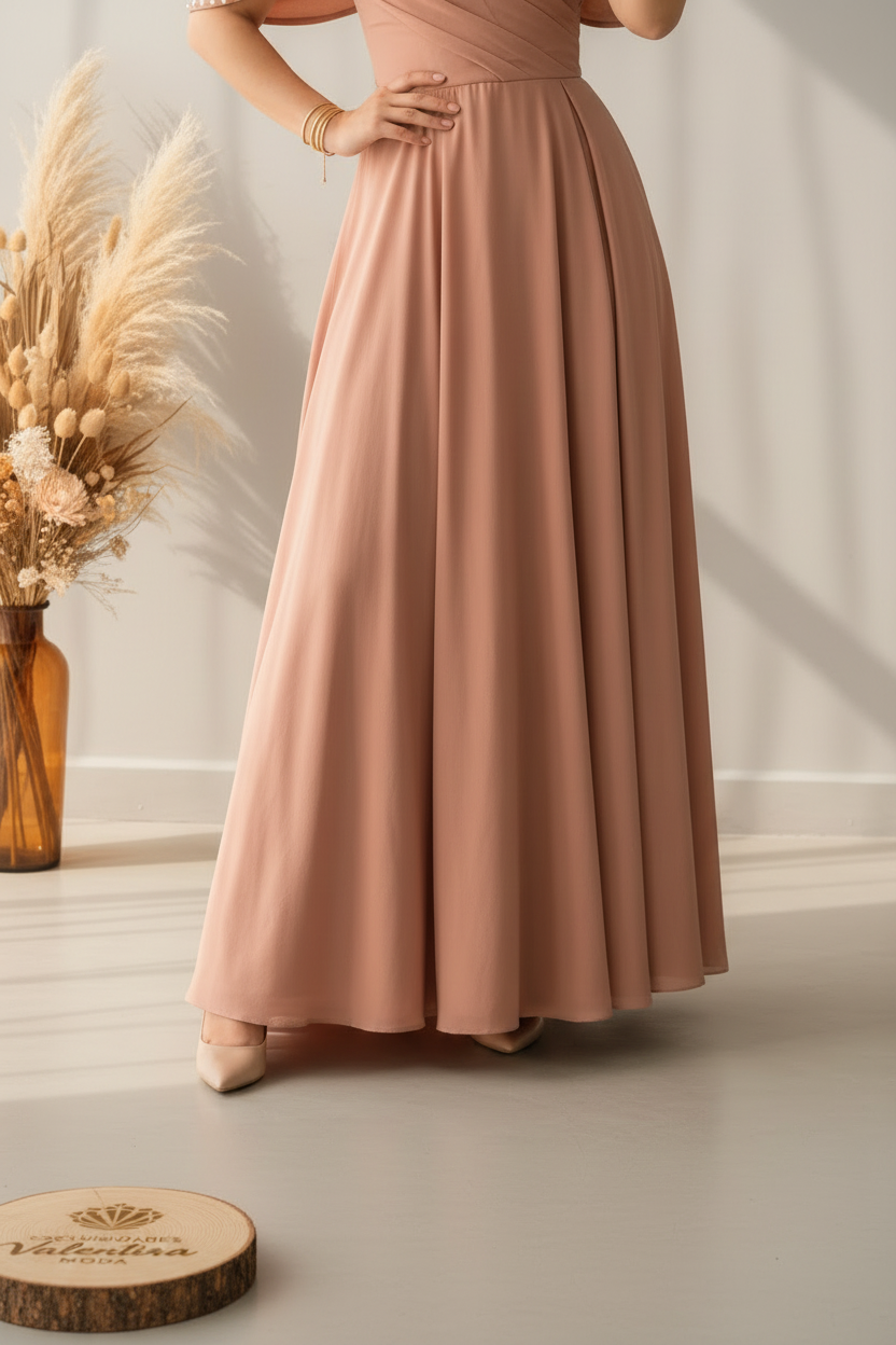 Vestido Rosa Palo Off-Shoulder Maxi cod.00153