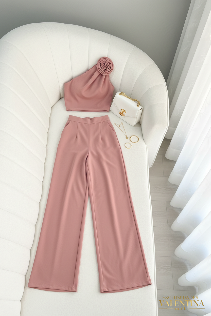 Conjunto Dos Piezas Rosa Palo Top Rosa