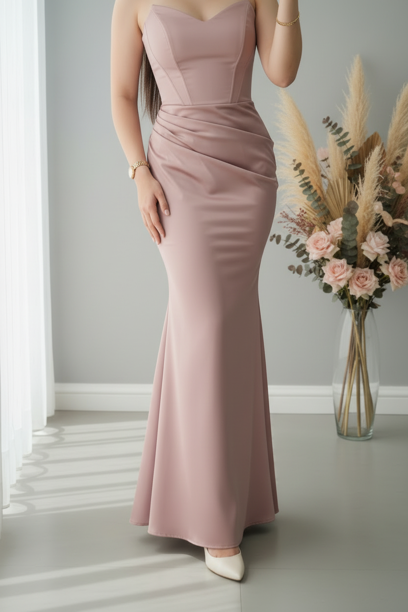 Vestido Rosa Palo Corset Sirena cod.V420