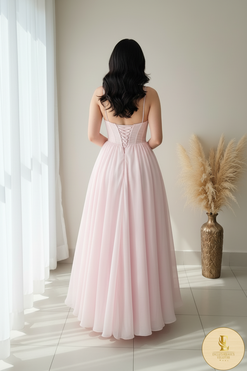 Vestido Rosa Tul Corsé cod.0084