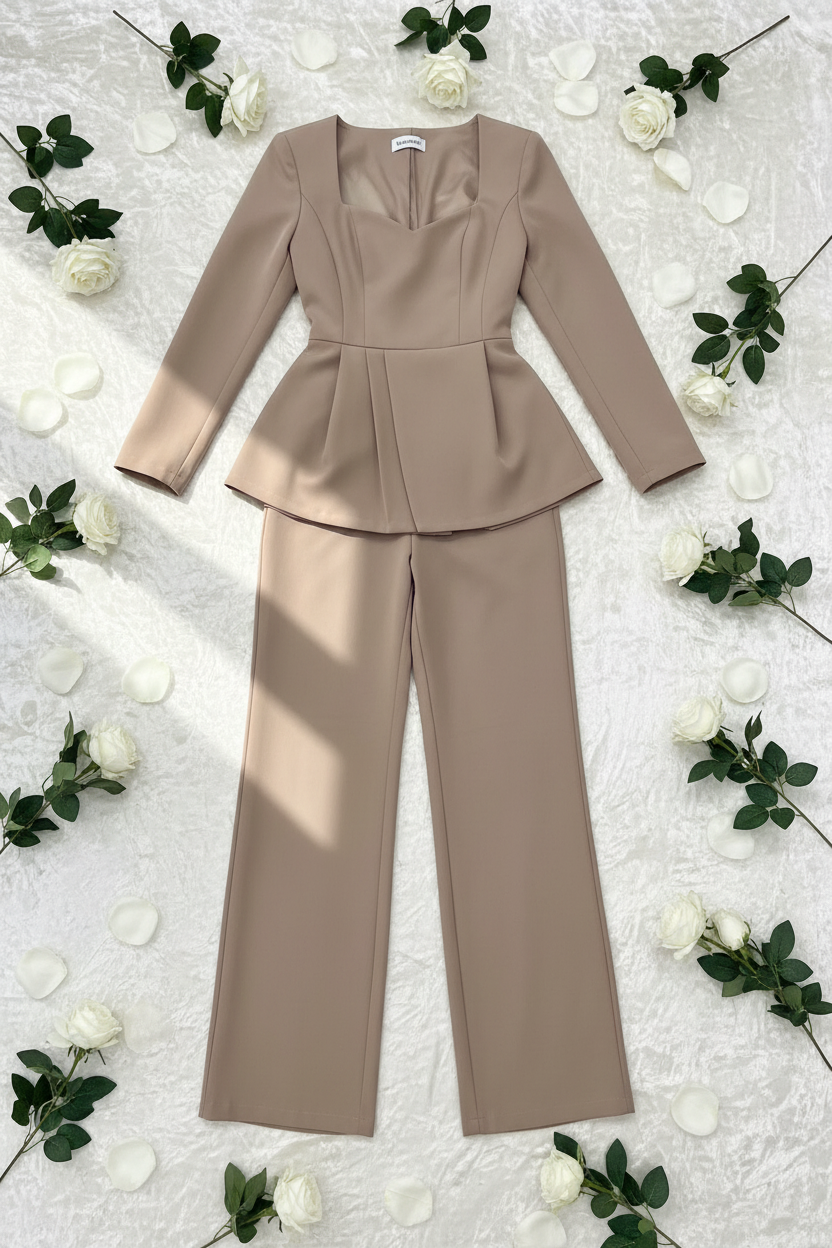 Conjunto Blazer Peplum Beige cod.C865