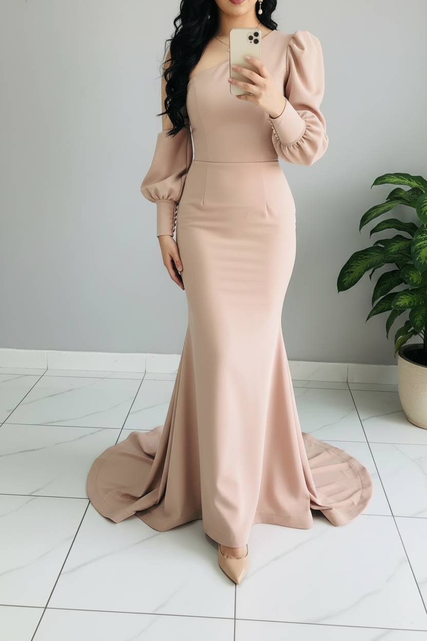 Vestido Nude Sirena con Cola cod.590