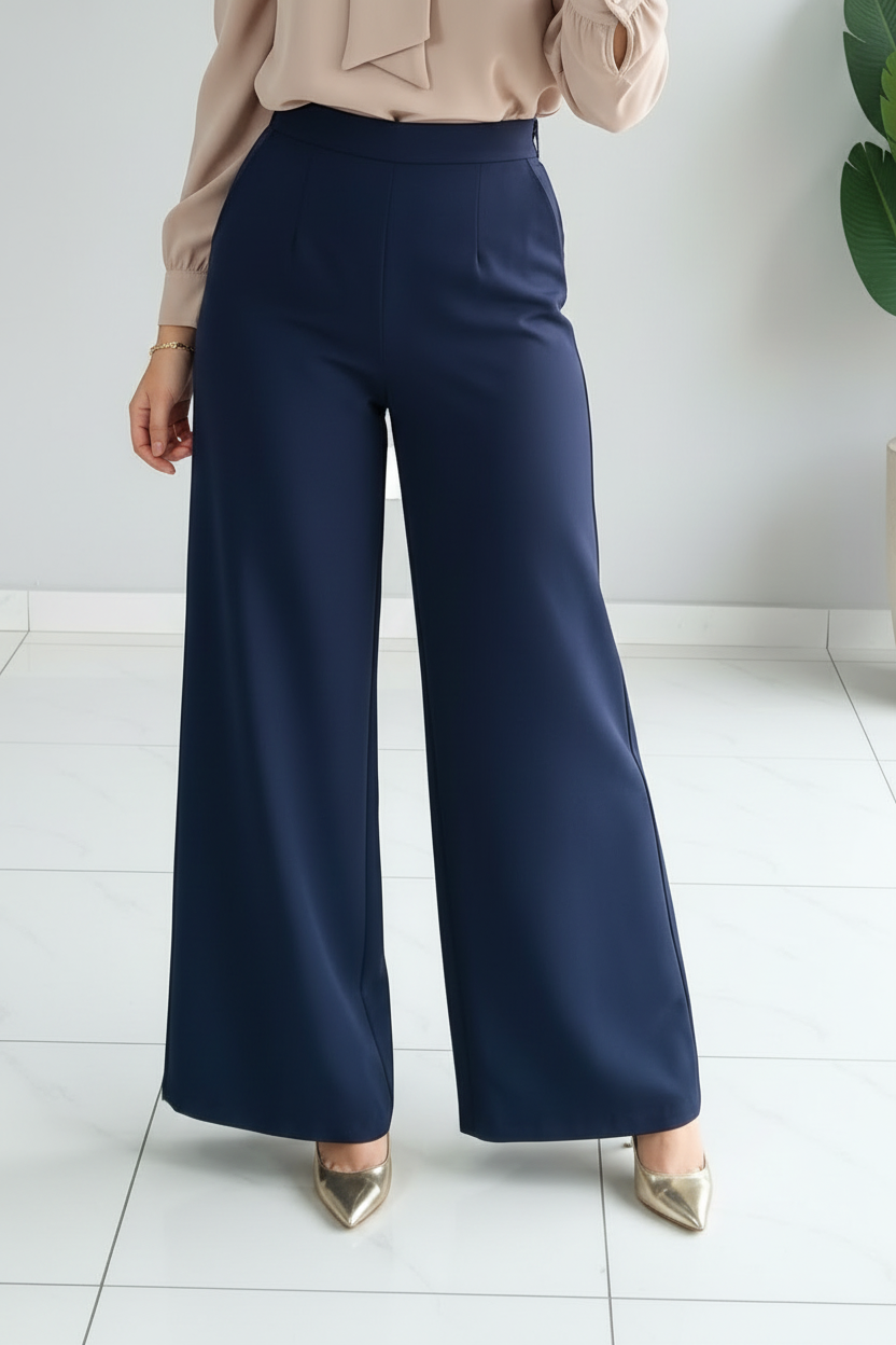 Conjunto Champagne Bow & Navy Palazzo cod.570