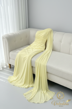 Vestido Largo Amarillo Limón Un Hombro con Capa Drapeada cod.V953