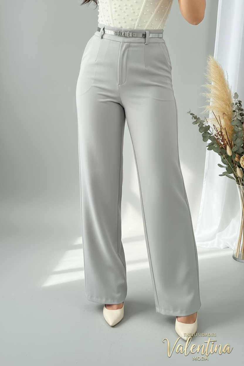 Conjunto Corset Crema con Capa & Pantalón Gris Perla cod.C793