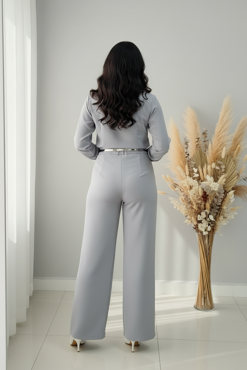 Conjunto Gris Perla Camisa y Palazzo cod.C
