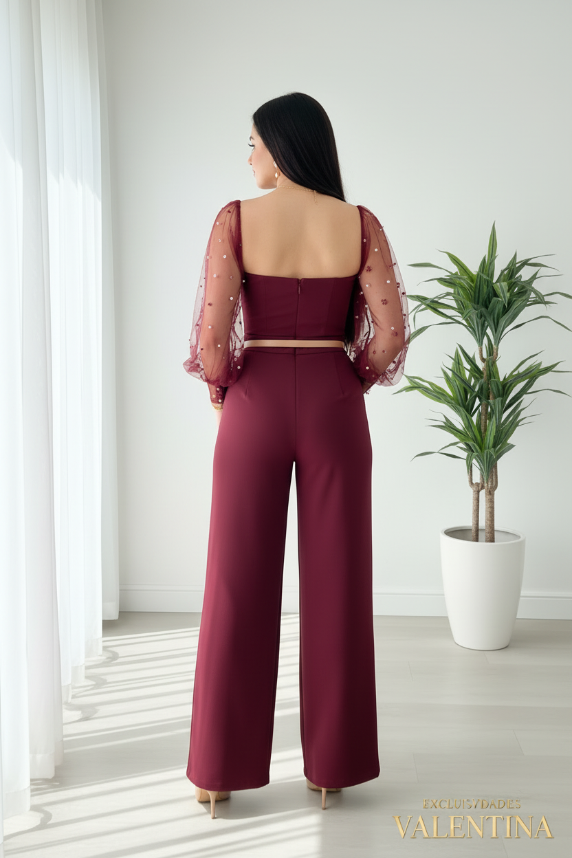 Set Borgoña · Bustier Organza Perlas cod.C262