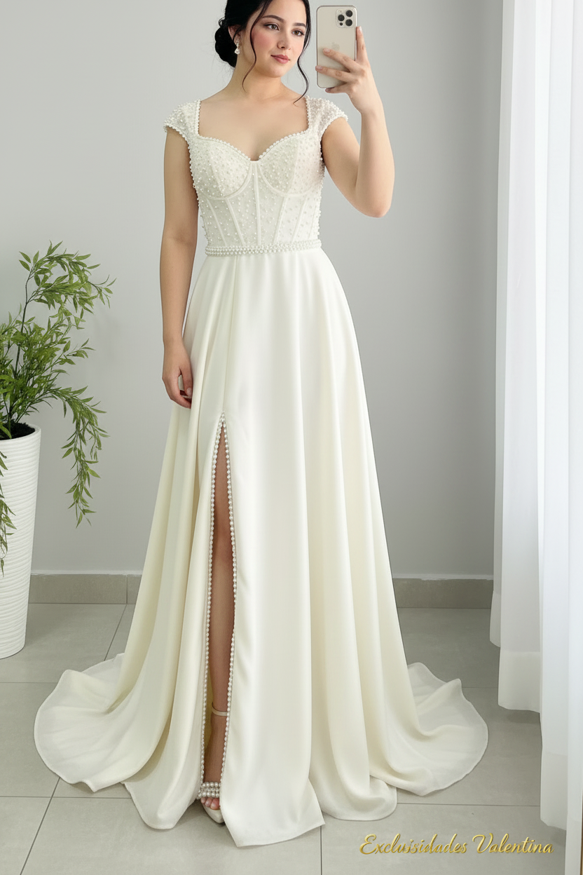 Vestido Blanco · Corset de Perlas cod.V257