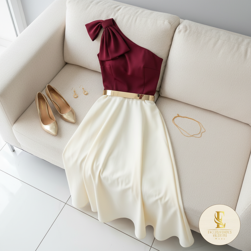 Conjunto Vino y Crema Un Hombro cod.607