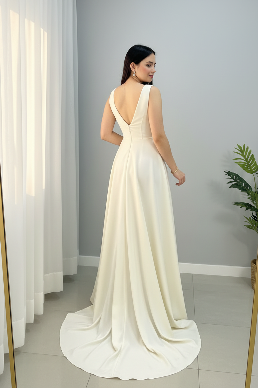 Vestido Ivory Rosa Satén cod.991