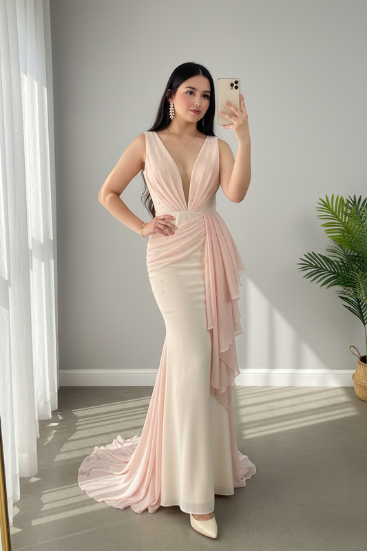 Vestido Sirena Perla Blush cod.V651