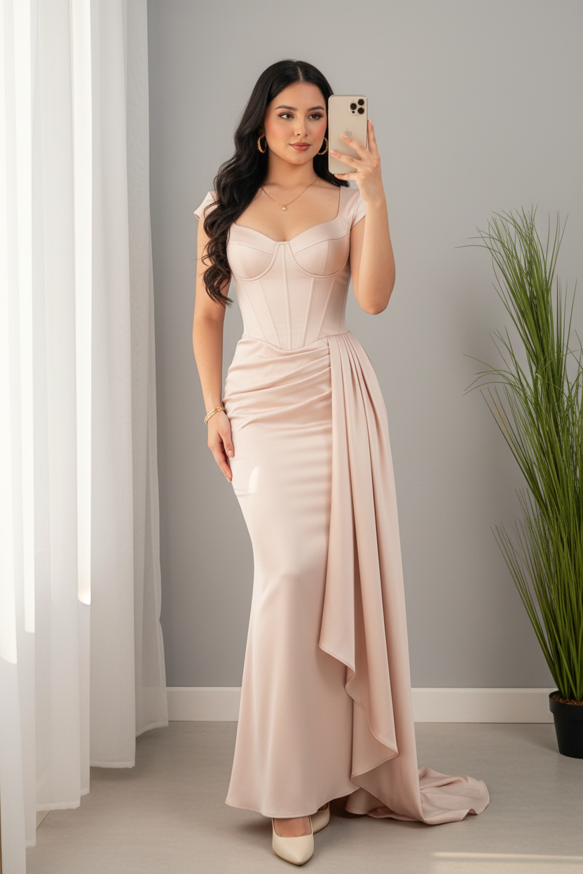 Vestido Corset Arabella rosa pastel cod.V654
