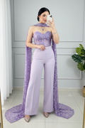 Conjunto Lila Encaje Capa 3 Piezas cod.911