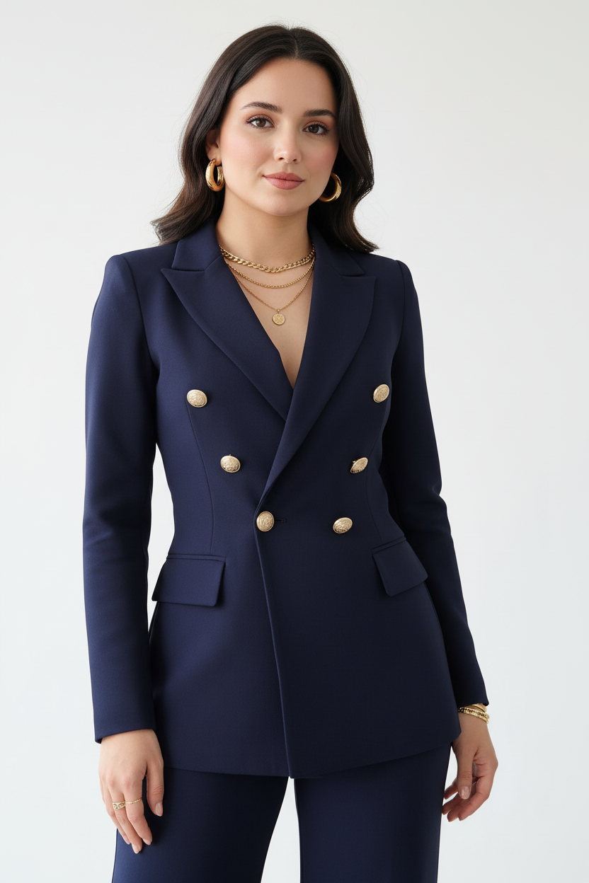Conjunto Sastre Azul Marino con Botones Dorados: Blazer + Pantalón - Premium cod.323