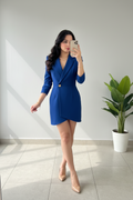 Vestido Blazer Azul Rey con Botón Dorado - Elegante y Sofisticado cod.298