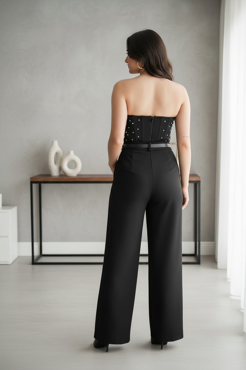 Pantalón formal Palazzo en negro cod.104