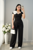 Conjunto Negro Rosa Blanca 3D cod.C007