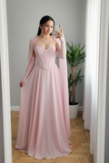 Vestido Gala Rosa Palo con Capa cod.00122