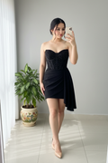 Vestido Negro Corset con Pedrería cod.944