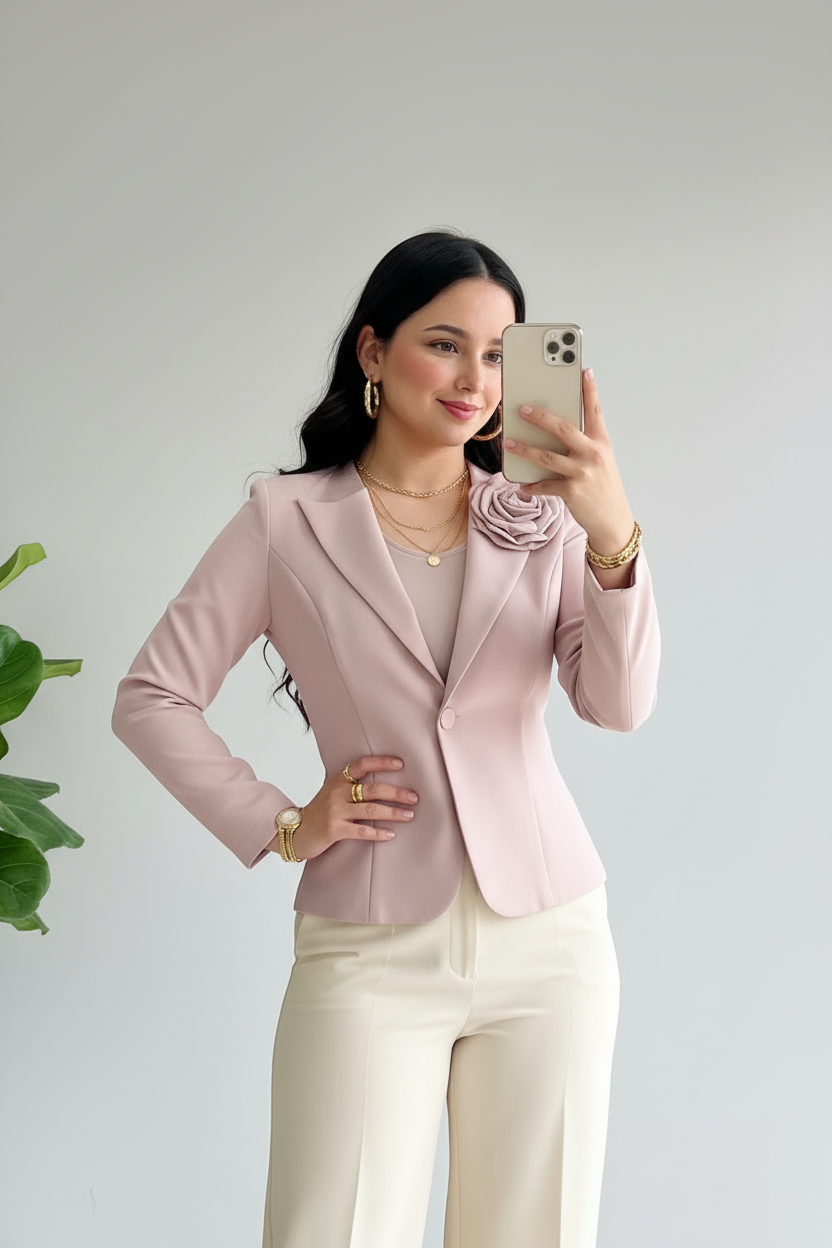 Blazer Rosa Palo Estructurado con Rosa cod.407