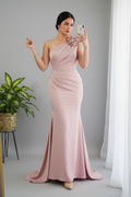 Vestido Rosa Palo Un Hombro Rosa 3D Sirena cod.923