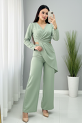 Conjunto Verde Salvia — Top Cruzado & Palazzo cod.0030