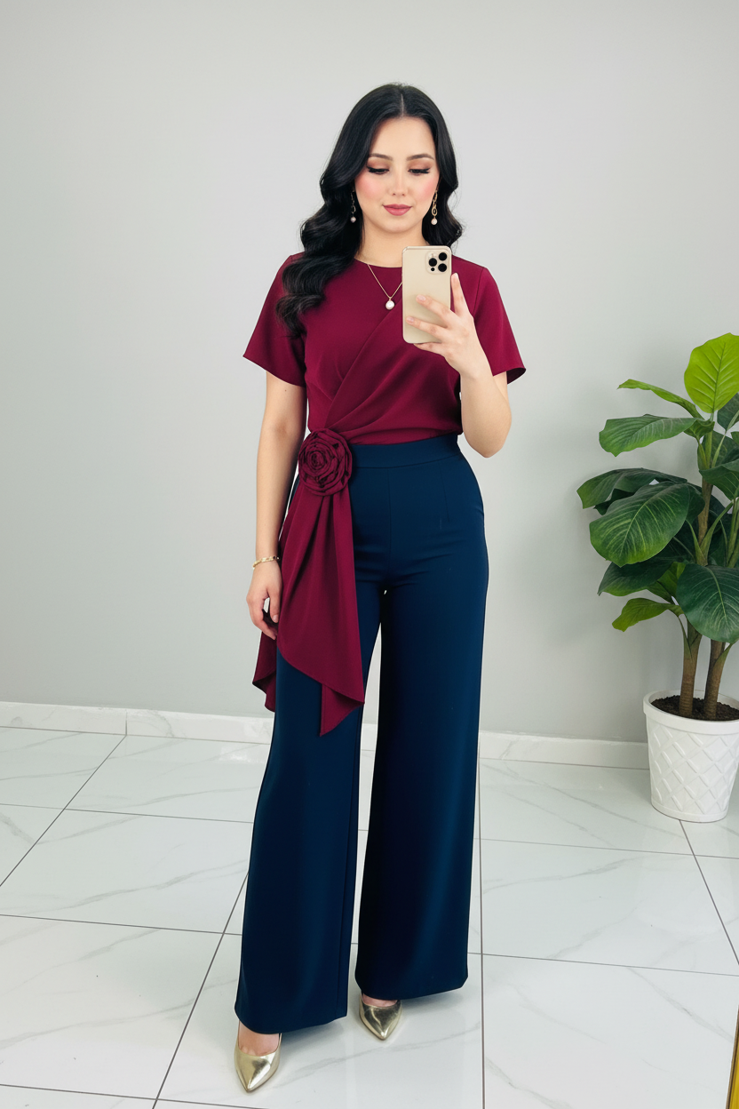 Blusa Burgundy Rose Asimétrica cod.568