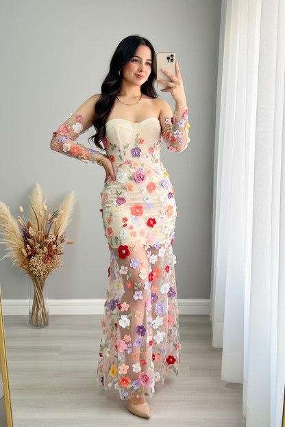 Vestido Tul Floral Garden D3 cod.V767