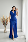 Vestido Azul Rey Escote V Cruzado cod.V419