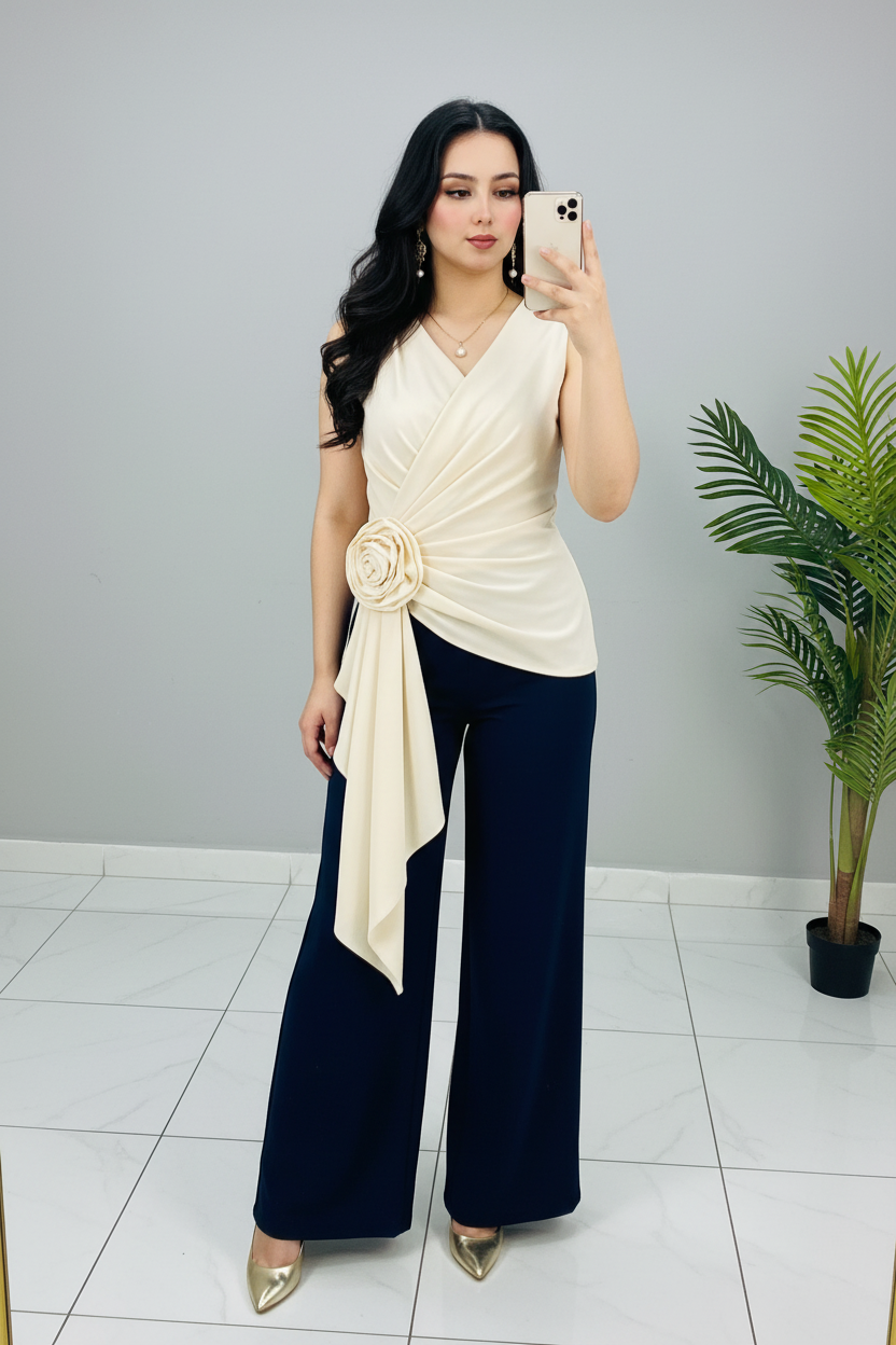 Conjunto Ivory Rose & Navy cod.599