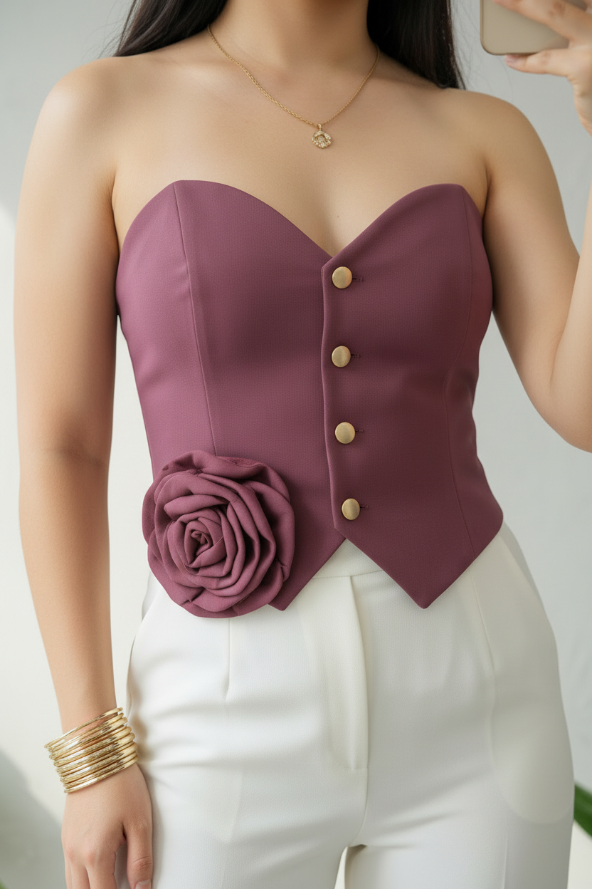 Hermoso blusa tipo chaleco corte Strapless cod.156