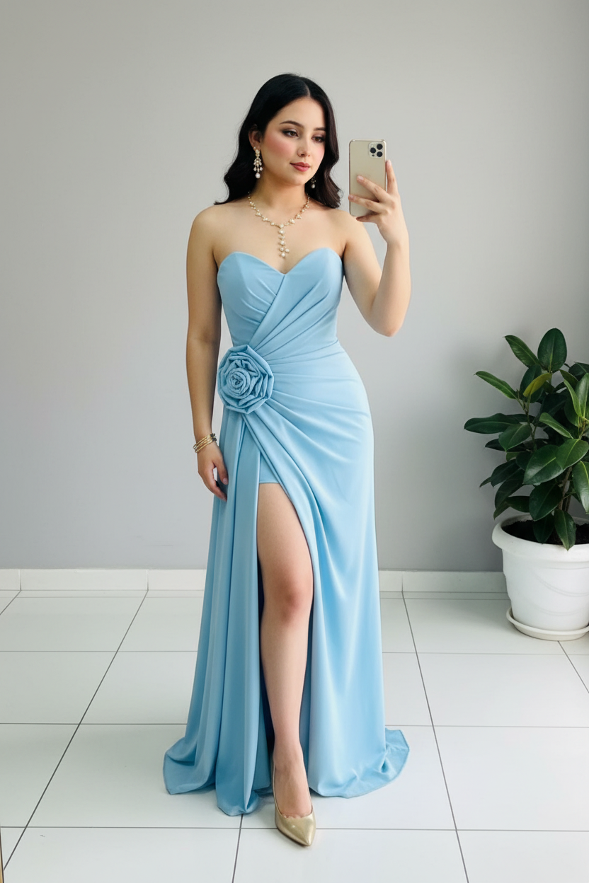 Vestido Azul Céleste Rose cod.578
