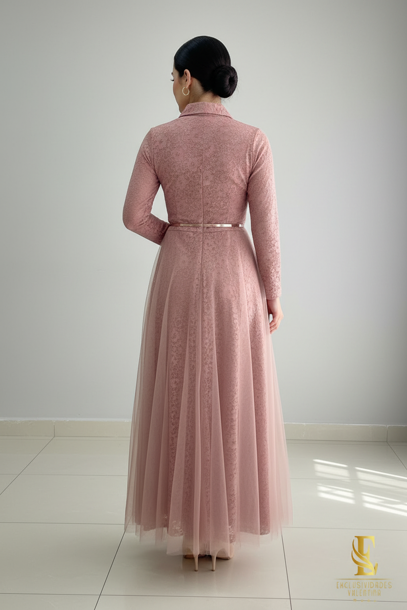 Vestido Rosa Palo · Tul y Encaje cod.V262