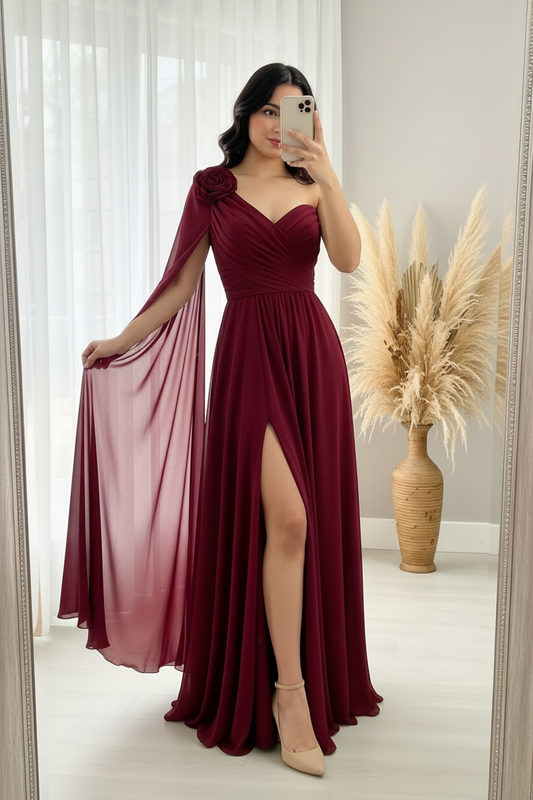 Vestido Borgoña · Rosa 3D Cod.V260
