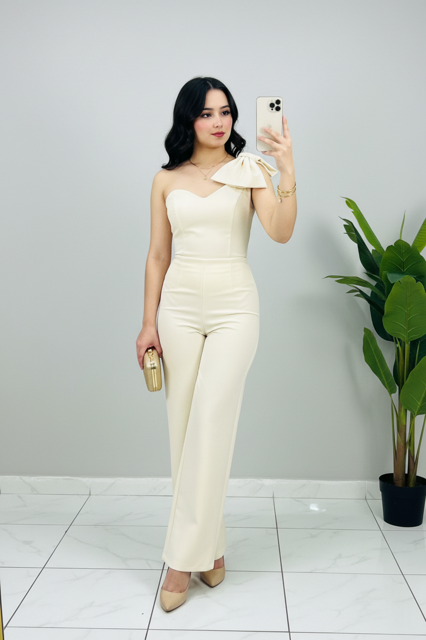 Conjunto Elegante Crema Wide Leg cod.509