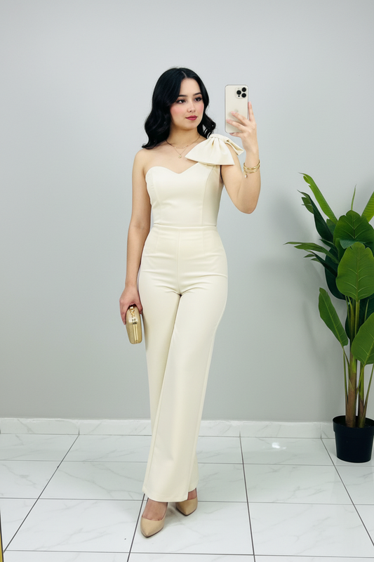 Conjunto Elegante Crema Wide Leg cod.509