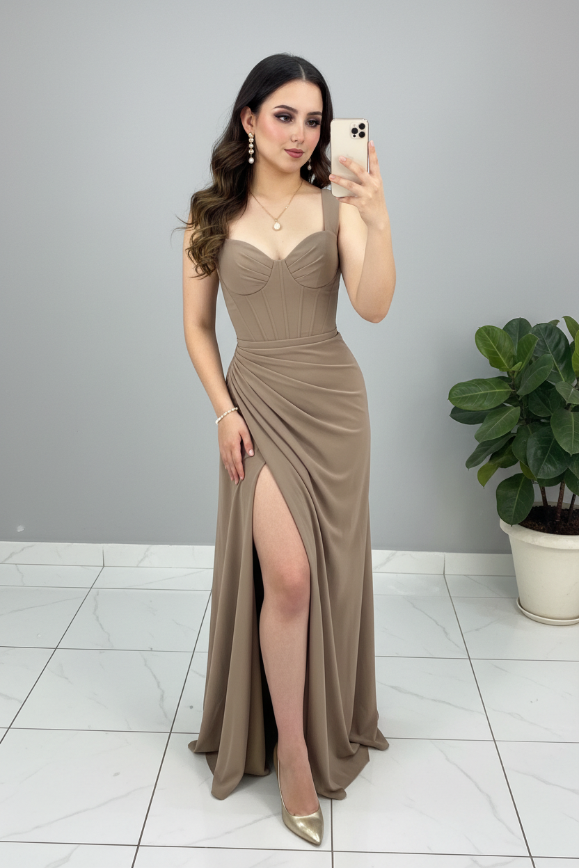 Vestido Taupe cod.560