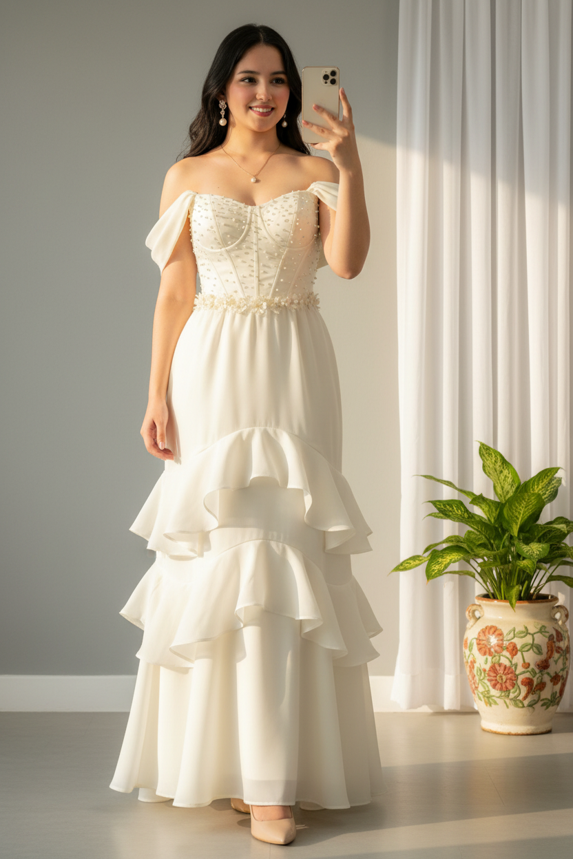 Vestido Blanco Perla cod.989