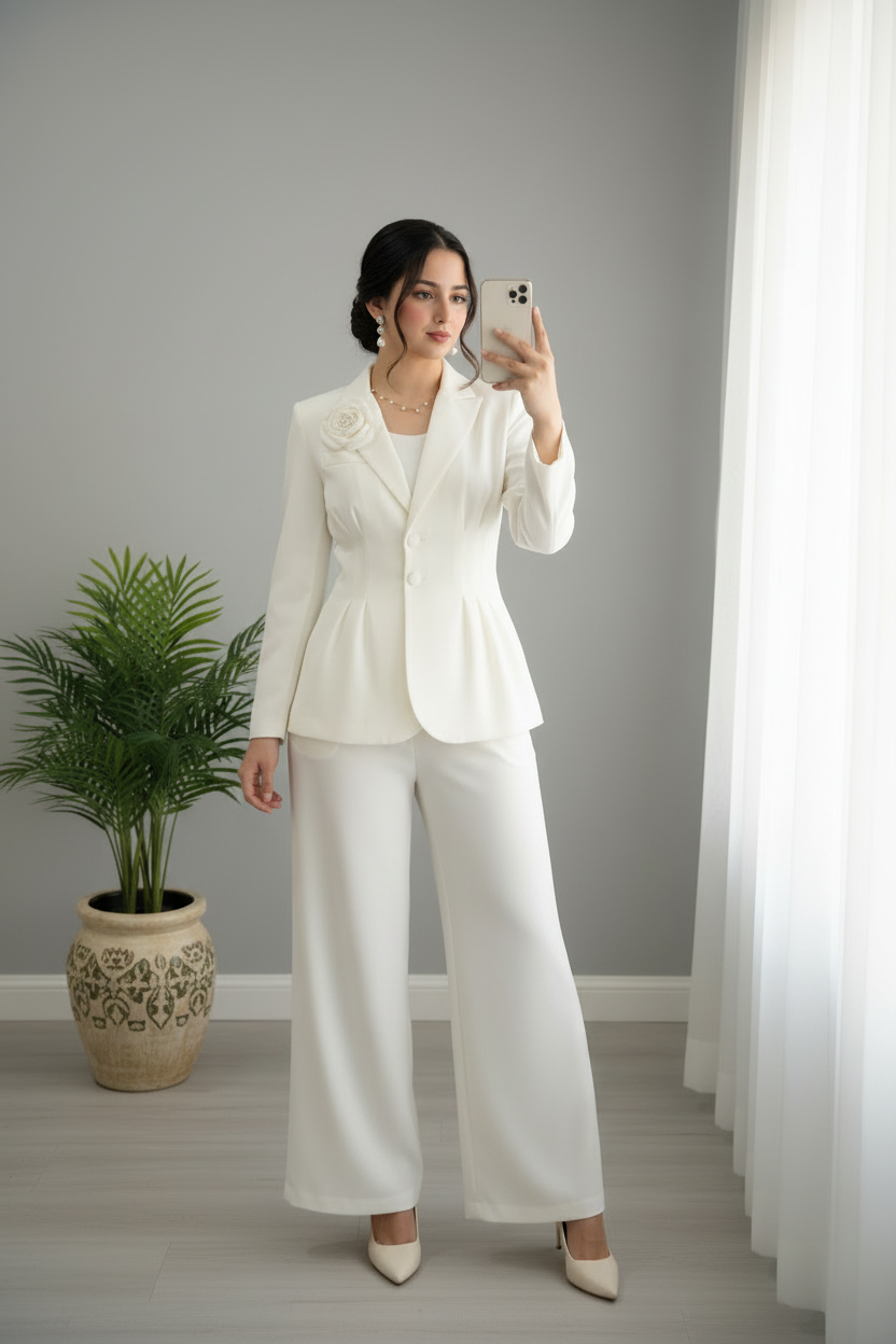 Traje Blanco Peplum Exclusivo cod.791