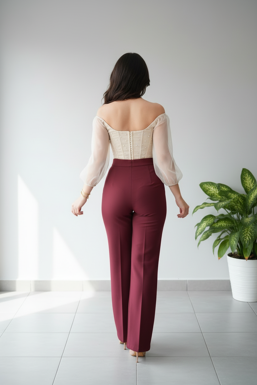 Pantalón formal sastre en color borgoña cod.271