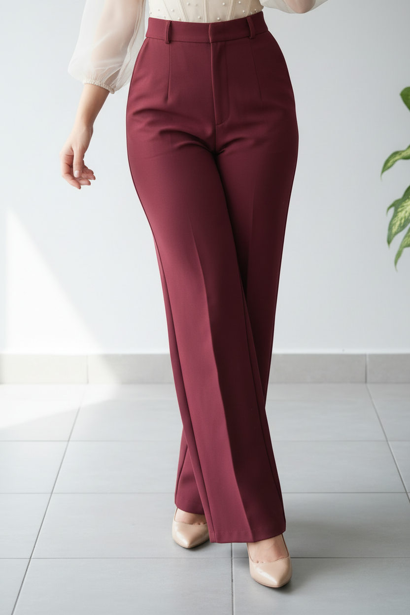 Pantalón formal sastre en color borgoña cod.271